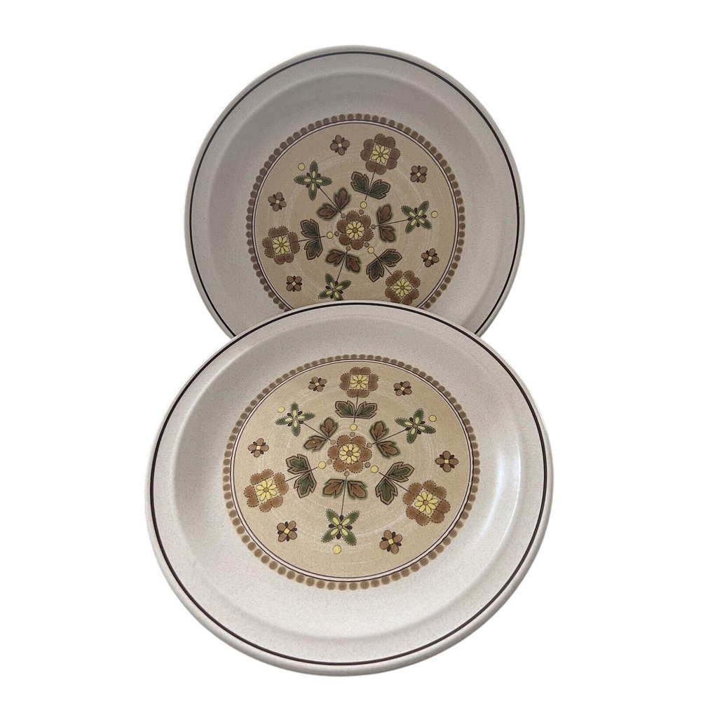 Vtg Nikko Topaz Stoneware 10" Dinner Plates Set‎ Of 2